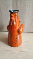Retro Lénárt Mihály ceramic rooster-shaped vase