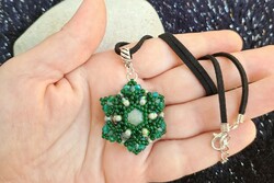 Green jade pendant with necklace