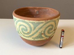 Painted wall or table-glazed ceramic bowl