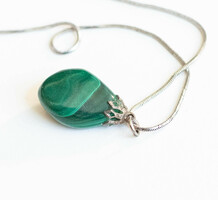 Malachite stone pendant - necklace pendant, mineral / semi-precious stone jewelry
