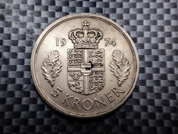 Dánia 5 korona, 1974