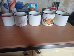 5 enameled mugs together, liter, half liter, 3 dl at a good price!!