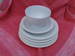 Beautiful snow-white porcelain cake plate (4 pieces) and sauce bowl, alka