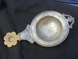 Antik csontfogós ezüst teaszűrő Hermann Südfeld