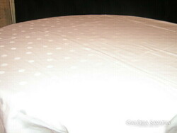 Beautiful vintage speckled white huge damask tablecloth