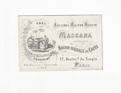 Mascana csokoládé régi reklám  kártya (fekete-fehér)