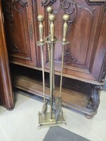Antique copper large fireplace set of 7