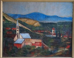 Tájkép, Mizsei István, 1963, olaj, 100 x 78 cm