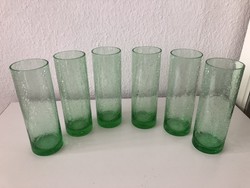 Zöld , roppantott üveg pohár 6 db