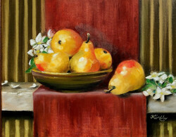 Still life with pears - 40 x 50 cm oil painting