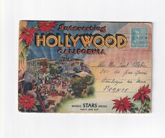 Welcome Hollywood envelope postcard 1940-1945 (2 pages beautiful leporello)