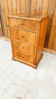 Original antique Biedermeier four-drawer walnut small sideboard / chest of drawers