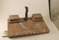 Antik bronzszobros márvány kalamáris /tinta tartó/ 543