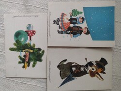 Retro karácsonyi és husvéti üdvözlölap képeslap 1960-70