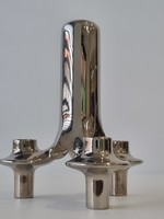 Modernist vintage candle holder in the style of Fritz Nagel's chrome candle holders