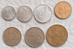 7 pre-euro coins of Slovakia (1993-94)
