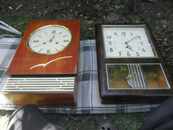 2 beautiful amber wall pendulum clocks