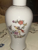 Hollóháza bird of paradise vase with lid.