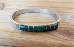 Handmade Mexican silver bracelet with malachite stone