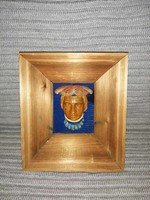 Old Central American wooden face sculpture relief image (a1)