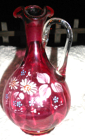 Enamel-painted antique broken glass jug