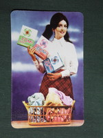 Card calendar, Tomi washing powder, Tiszament chemical works, Szolnok, erotic female model, 1970