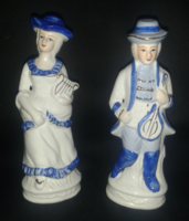 Porcelán szobor-pár /zenészek 19 cm / figurás szobor