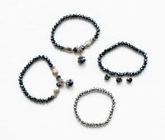 Sparkling crystal glass bead bracelets - 4 pcs together