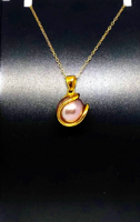 Edison pearl pendant vermeil necklace 14