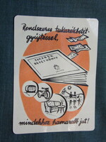Card calendar, disc, otp savings bank, deposit book, light brown, 1954