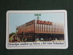 Card calendar, south Zala department store, Nagykanizsa, 1971