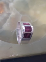 950 silver ring with erythrine stone inlay - size 60