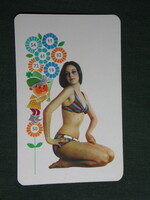 Kártyanaptár,Totó Lottó vállalat, erotikus női modell,1971
