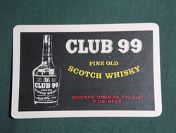Kártyanaptár,Club 99 Scotch Whisky, Moninpex szeszipari vállalat,1970