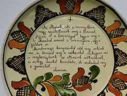 Korondi tányér Miatyánk imával 24.5 cm