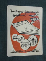 Kártyanaptár, lemez, OTP takarékpénztár,betétkönyv,sötét barna, 1954