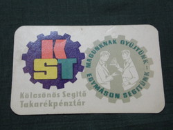 Kártyanaptár, OTP takarékpénztár,betétkönyv,KST,grafikai rajzos, 1960