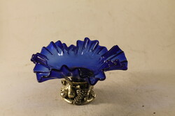 Kék fodros üveg kínáló / asztalközép 558