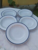 Alföldi porcelán  kék csíkos mély tányér 5 db  eladó!
