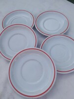 Zsolnay porcelán  piros csíkos kis tányér 5 db  eladó!Kávéscsésze alátét pótlásra