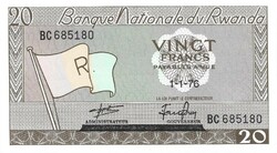 20 French francs 1976 Rwanda unc