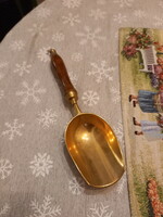 Fabulous wooden handle copper ice cream scoop/spoon (23x6.2x2.5 cm)