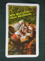 Card calendar, Nagykőrös cannery, 1977