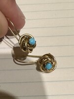 Very nice 14 kr gold earrings with turquoise for sale! Price: 48,000.-
