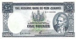 5 dollár 1940-55 Új Zéland Nagyon szép Ritka