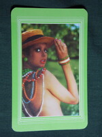 Kártyanaptár, Óra Ékszer vállalat, erotikus női modell, 1977