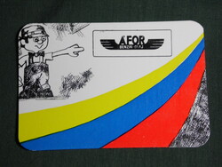 Kártyanaptár, ÁFOR benzinkutak,grafikai rajzos,reklám figura , 1974