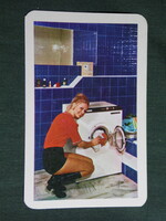 Card calendar, Hajdú washing machine, Hajdúság industrial works, erotic female model, 1974