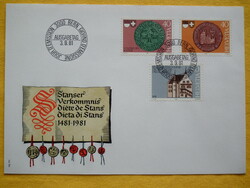 1981. Switzerland fdc - Freiburg 500 years old - the Stanser Convention: the accession of Solothurn and Freiburg