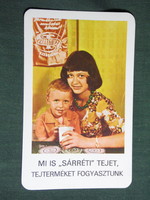 Kártyanaptár, Sárréti tejipari vállalat Szeghalom,gyerek női modell, 1977
